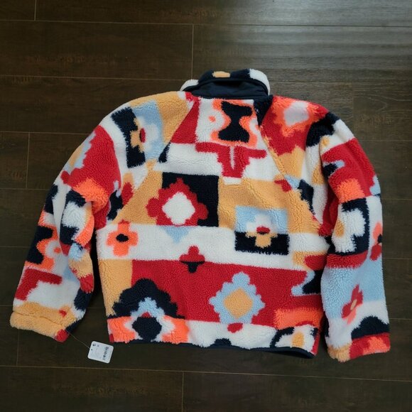 Free People Hit The Slopes Fleece Jacket Womens L Coral Carpet Retro Casual Cozy - Picture 3 of 6